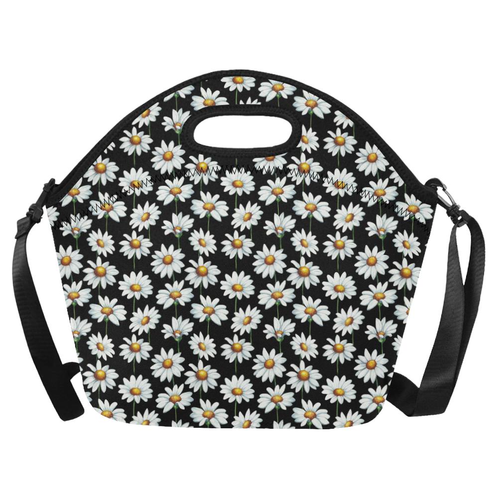 Daisy Print Pattern Neoprene Lunch Bag (Model 1669)(Large)-JTAMIGO.COM