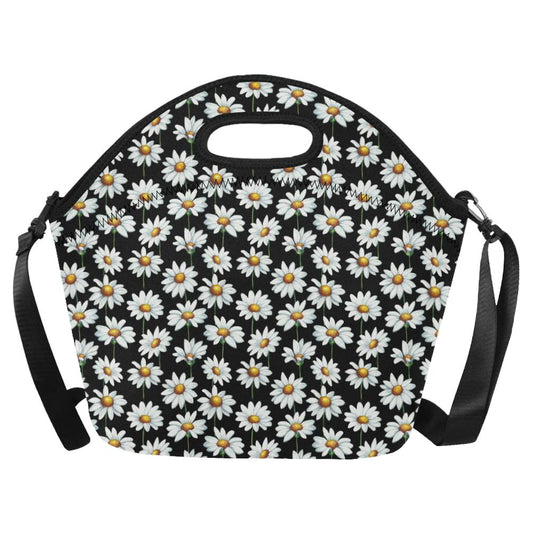 Daisy Print Pattern Neoprene Lunch Bag (Model 1669)(Large)-JTAMIGO.COM