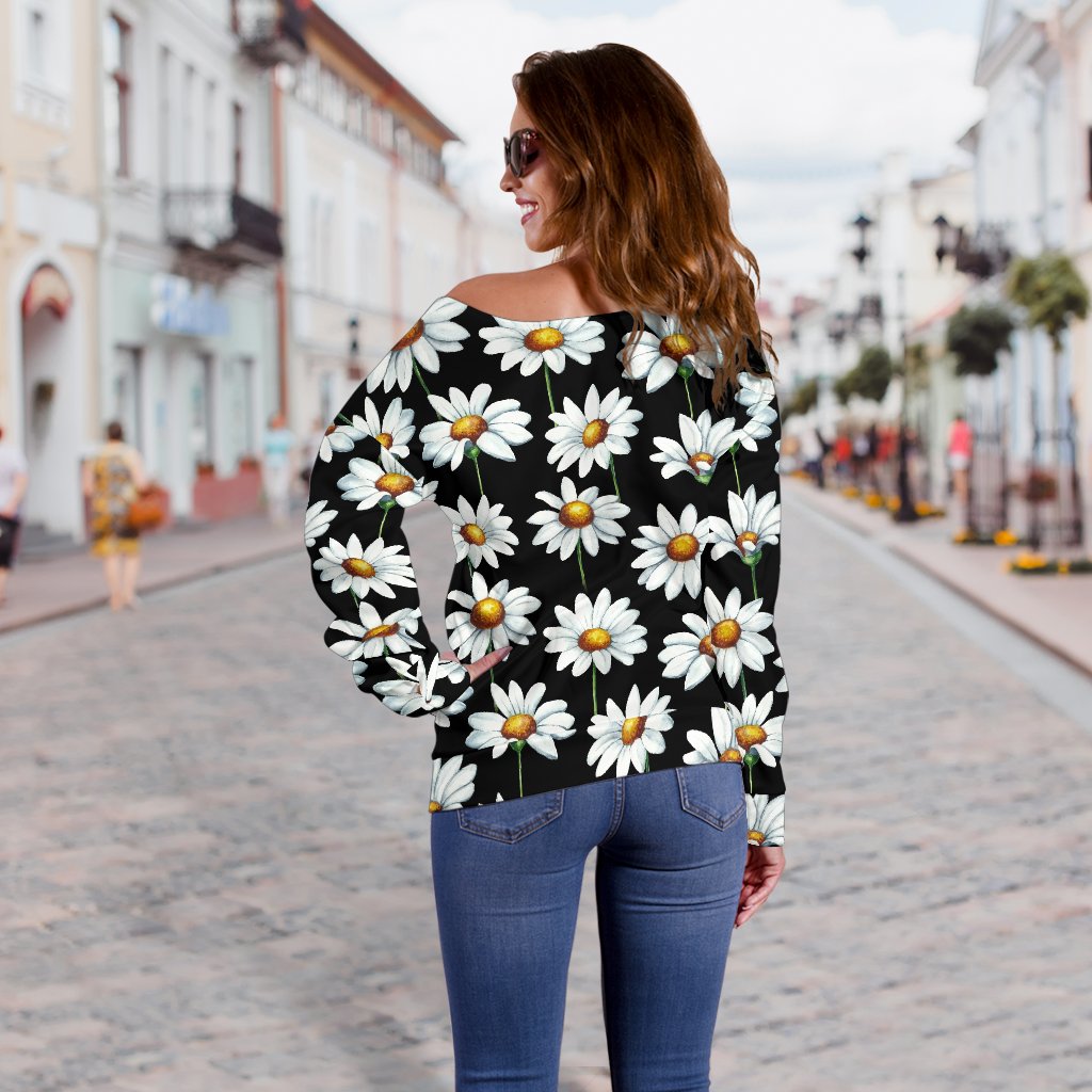 Daisy Print Pattern Off Shoulder Sweatshirt