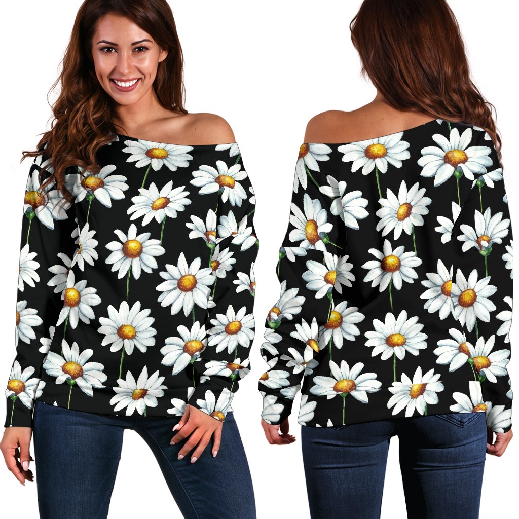 Daisy Print Pattern Off Shoulder Sweatshirt