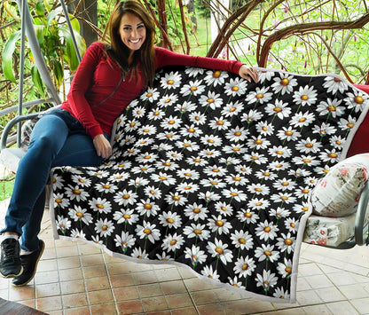 Daisy Print Pattern Premium Quilt-JTAMIGO.COM