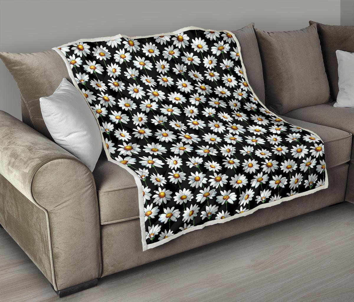 Daisy Print Pattern Premium Quilt-JTAMIGO.COM