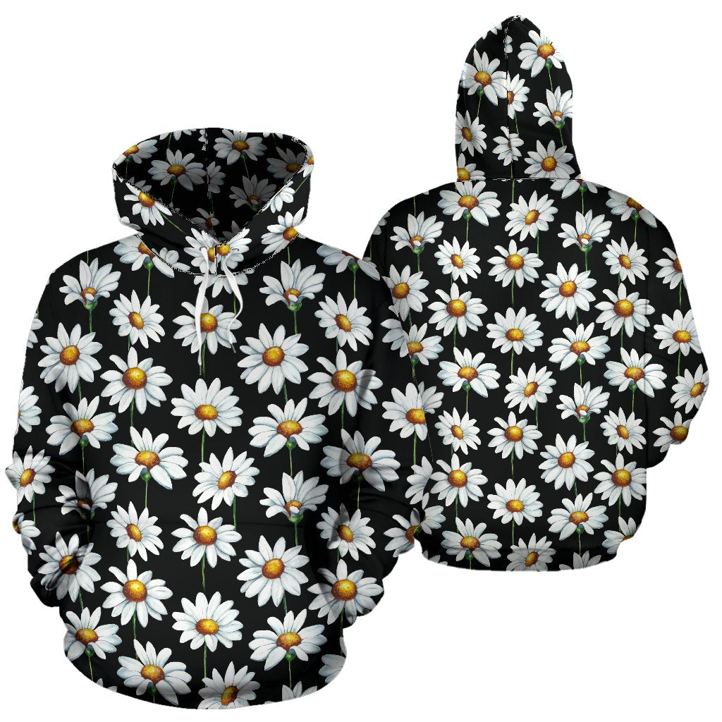 Daisy Print Pattern Pullover Hoodie