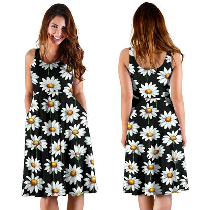 Daisy Print Pattern Sleeveless Dress