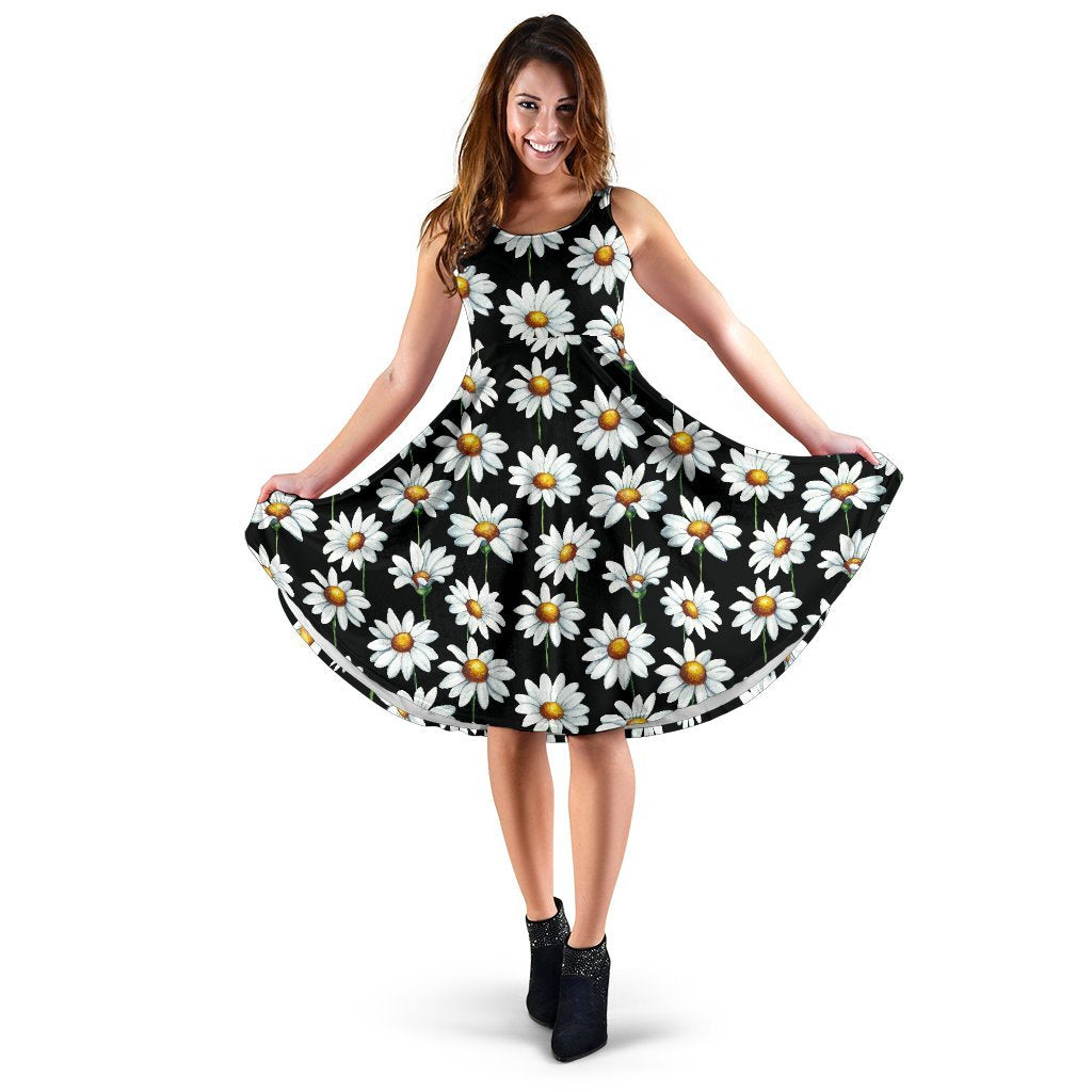 Daisy Print Pattern Sleeveless Dress