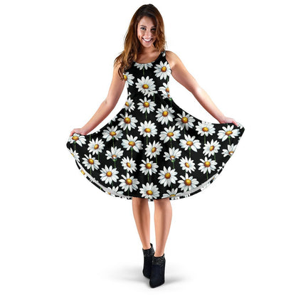 Daisy Print Pattern Sleeveless Dress