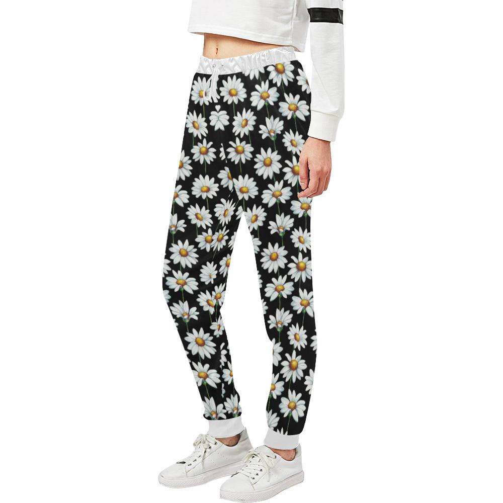 Daisy Print Pattern Unisex Casual Sweatpants (Model L11)-JTAMIGO.COM