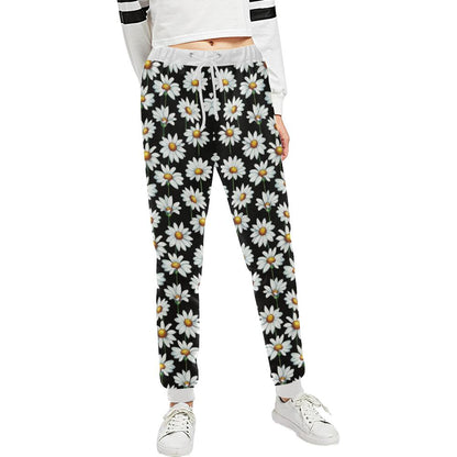 Daisy Print Pattern Unisex Casual Sweatpants (Model L11)-JTAMIGO.COM