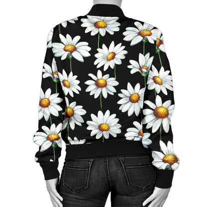 Daisy Print Pattern Women Casual Bomber Jacket