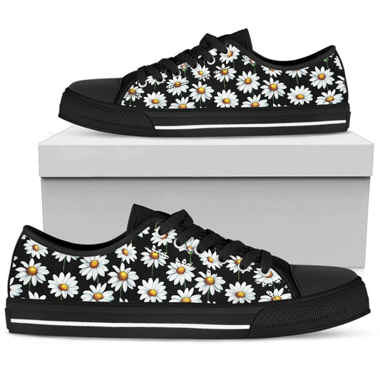 Daisy Print Pattern Women Low Top Shoes