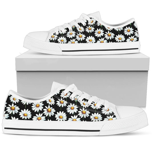 Daisy Print Pattern Women Low Top Shoes