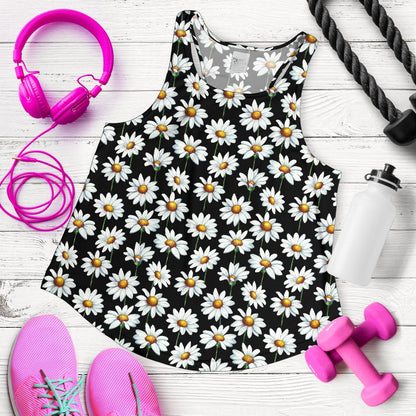 Daisy Print Pattern Women Racerback Tank Top