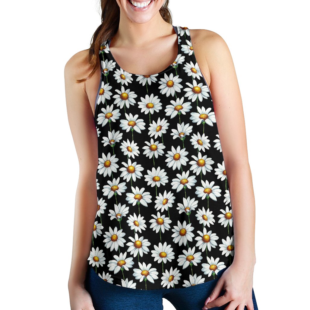 Daisy Print Pattern Women Racerback Tank Top