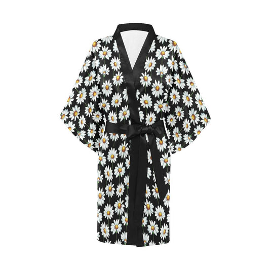 Daisy Print Pattern Women Short Kimono Robe