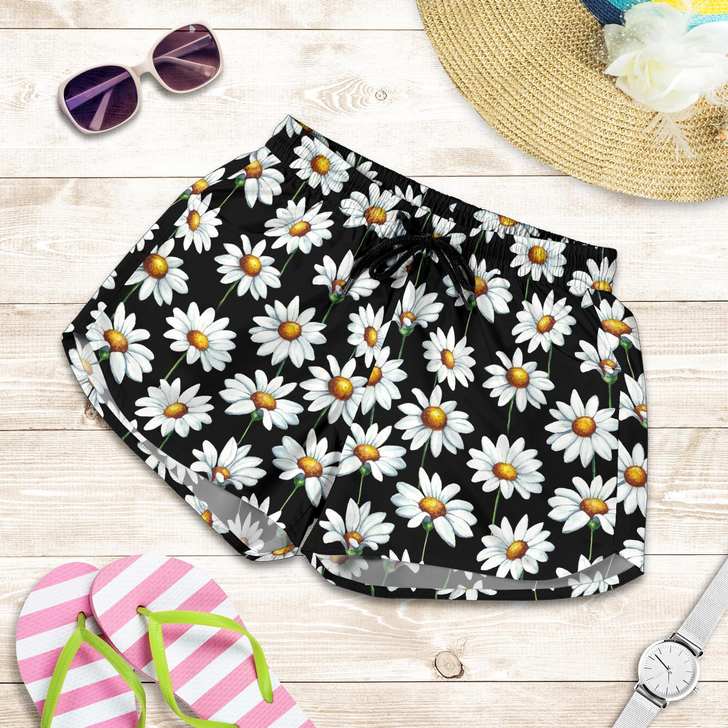 Daisy Print Pattern Women Shorts-JTAMIGO.COM