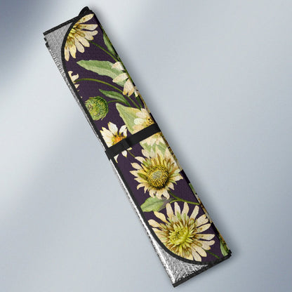 Daisy Vintage Print Pattern Car Sun Shade For Windshield