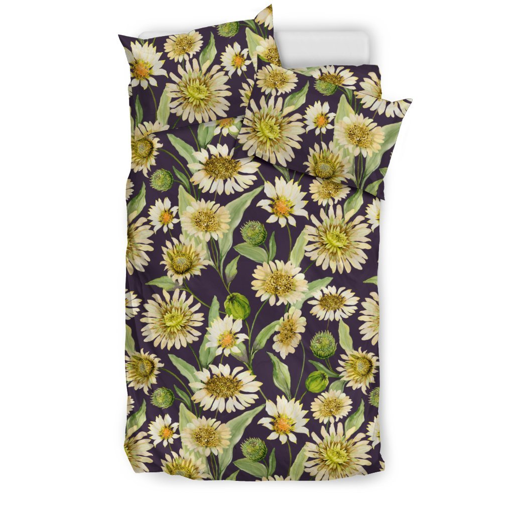 Daisy Vintage Print Pattern Duvet Cover Bedding Set