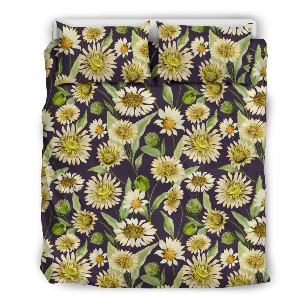 Daisy Vintage Print Pattern Duvet Cover Bedding Set