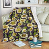 Daisy Vintage Print Pattern Fleece Blanket