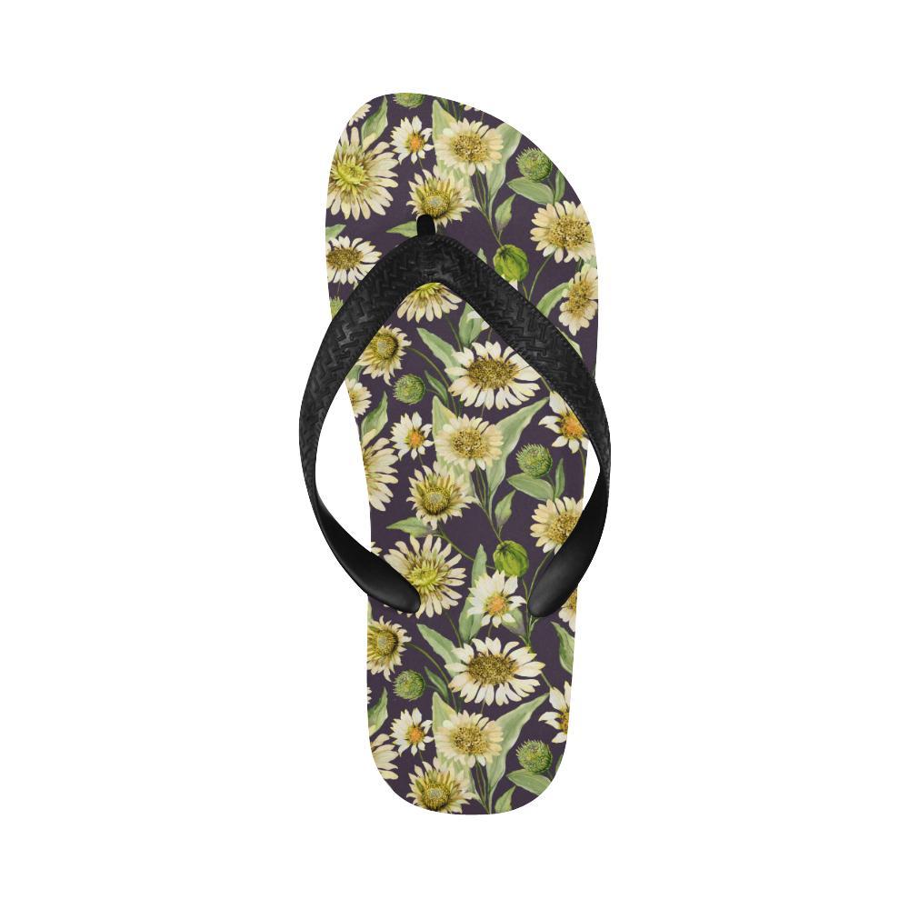 Daisy Vintage Print Pattern Flip Flops-JTAMIGO.COM