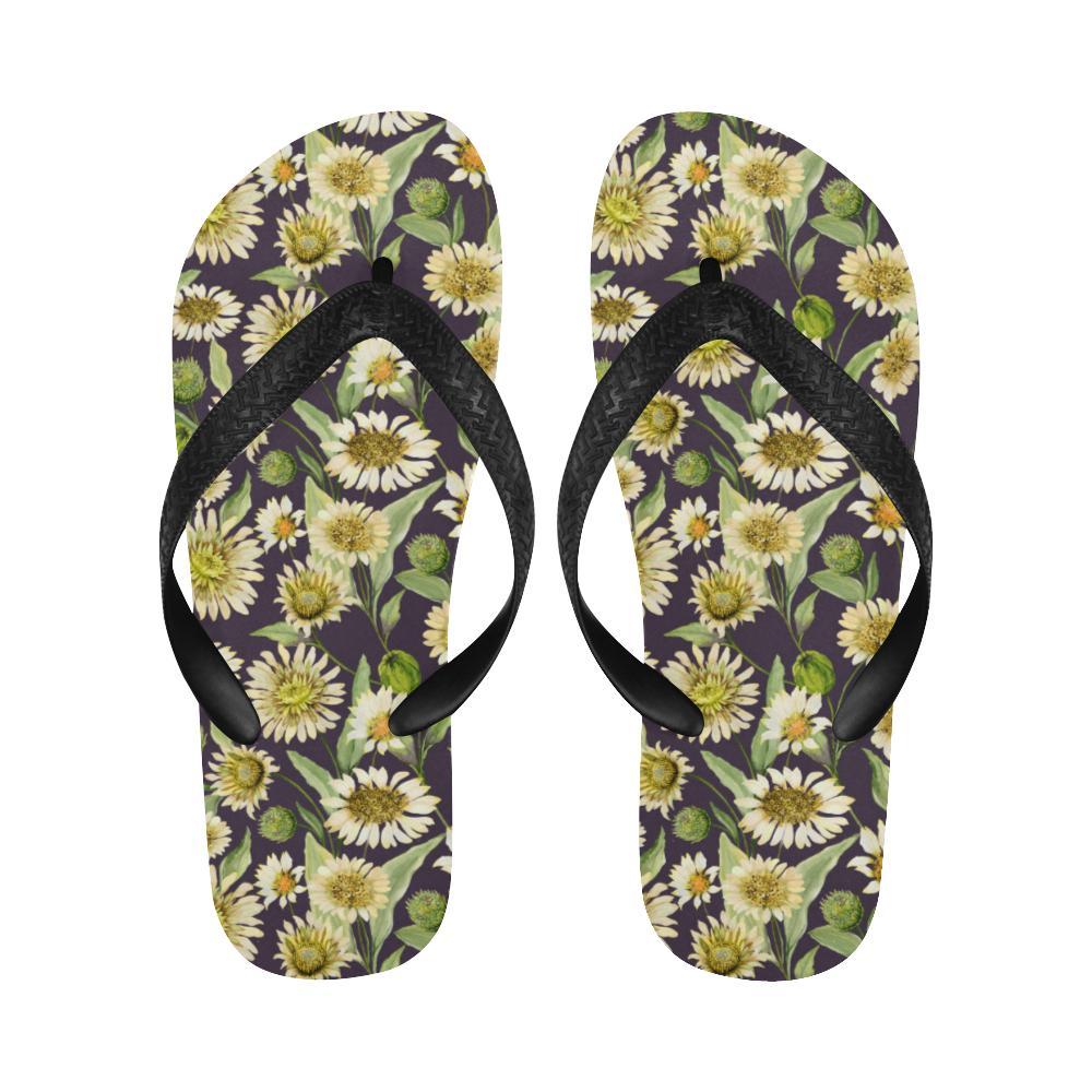 Daisy Vintage Print Pattern Flip Flops-JTAMIGO.COM