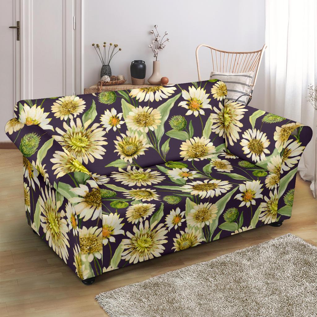Daisy Vintage Print Pattern Loveseat Slipcover-JTAMIGO.COM