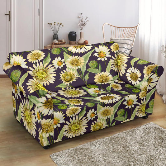Daisy Vintage Print Pattern Loveseat Slipcover-JTAMIGO.COM