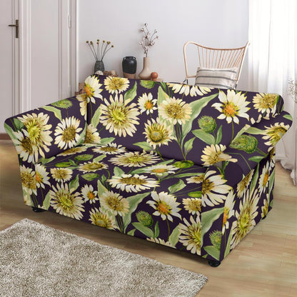 Daisy Vintage Print Pattern Loveseat Slipcover-JTAMIGO.COM