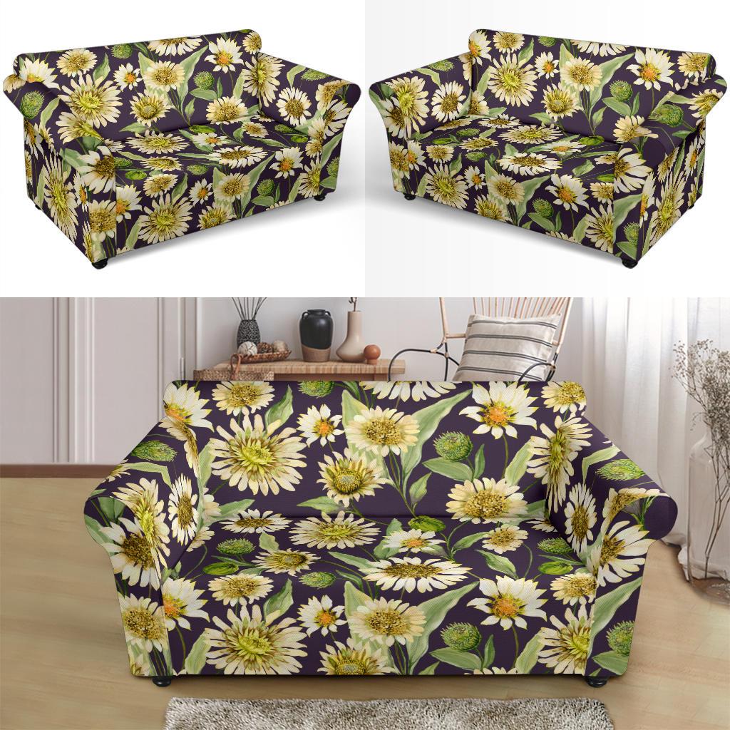 Daisy Vintage Print Pattern Loveseat Slipcover-JTAMIGO.COM