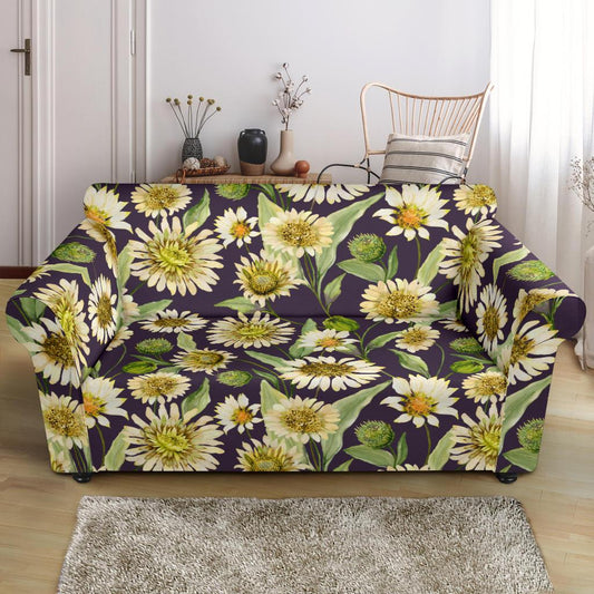 Daisy Vintage Print Pattern Loveseat Slipcover-JTAMIGO.COM