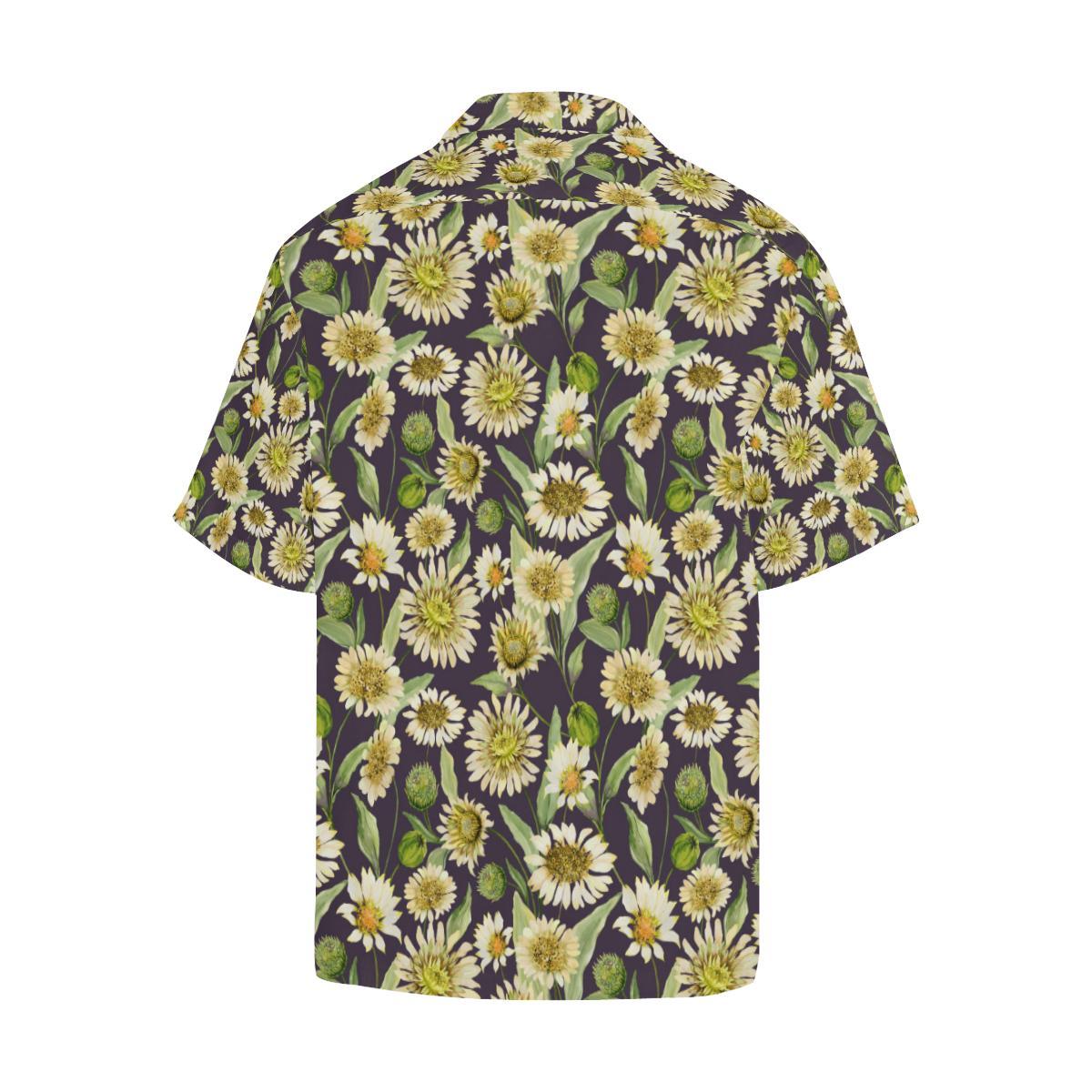 Daisy Vintage Print Pattern Men Aloha Hawaiian Shirt