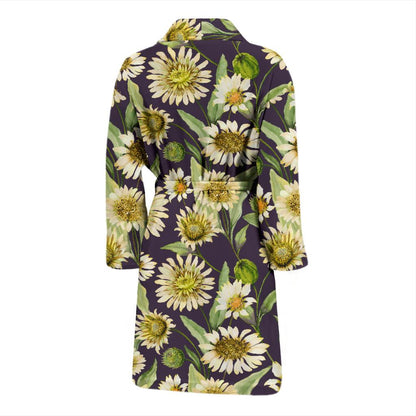 Daisy Vintage Print Pattern Men Bath Robe-JTAMIGO.COM