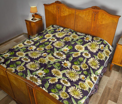 Daisy Vintage Print Pattern Premium Quilt-JTAMIGO.COM