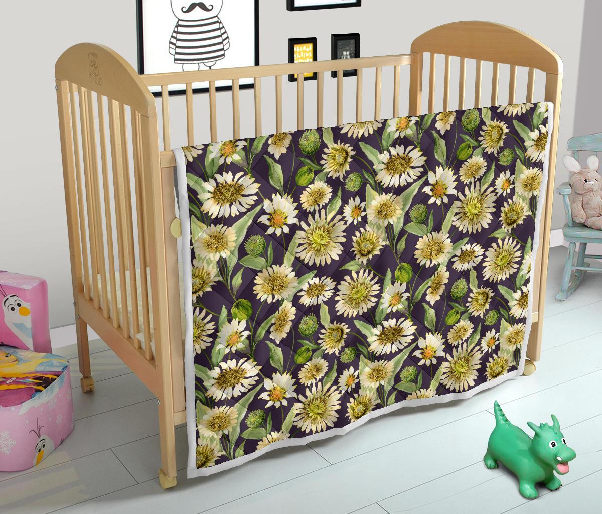 Daisy Vintage Print Pattern Premium Quilt-JTAMIGO.COM