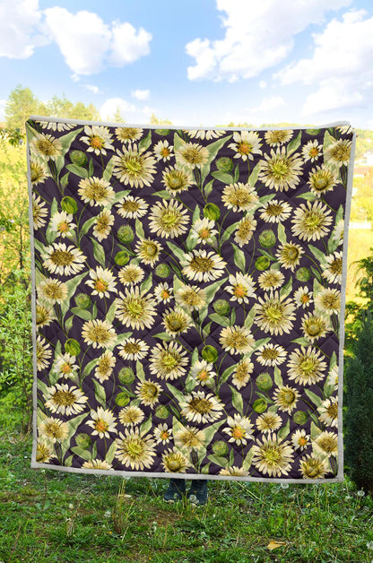 Daisy Vintage Print Pattern Premium Quilt-JTAMIGO.COM