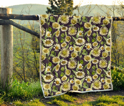 Daisy Vintage Print Pattern Premium Quilt-JTAMIGO.COM