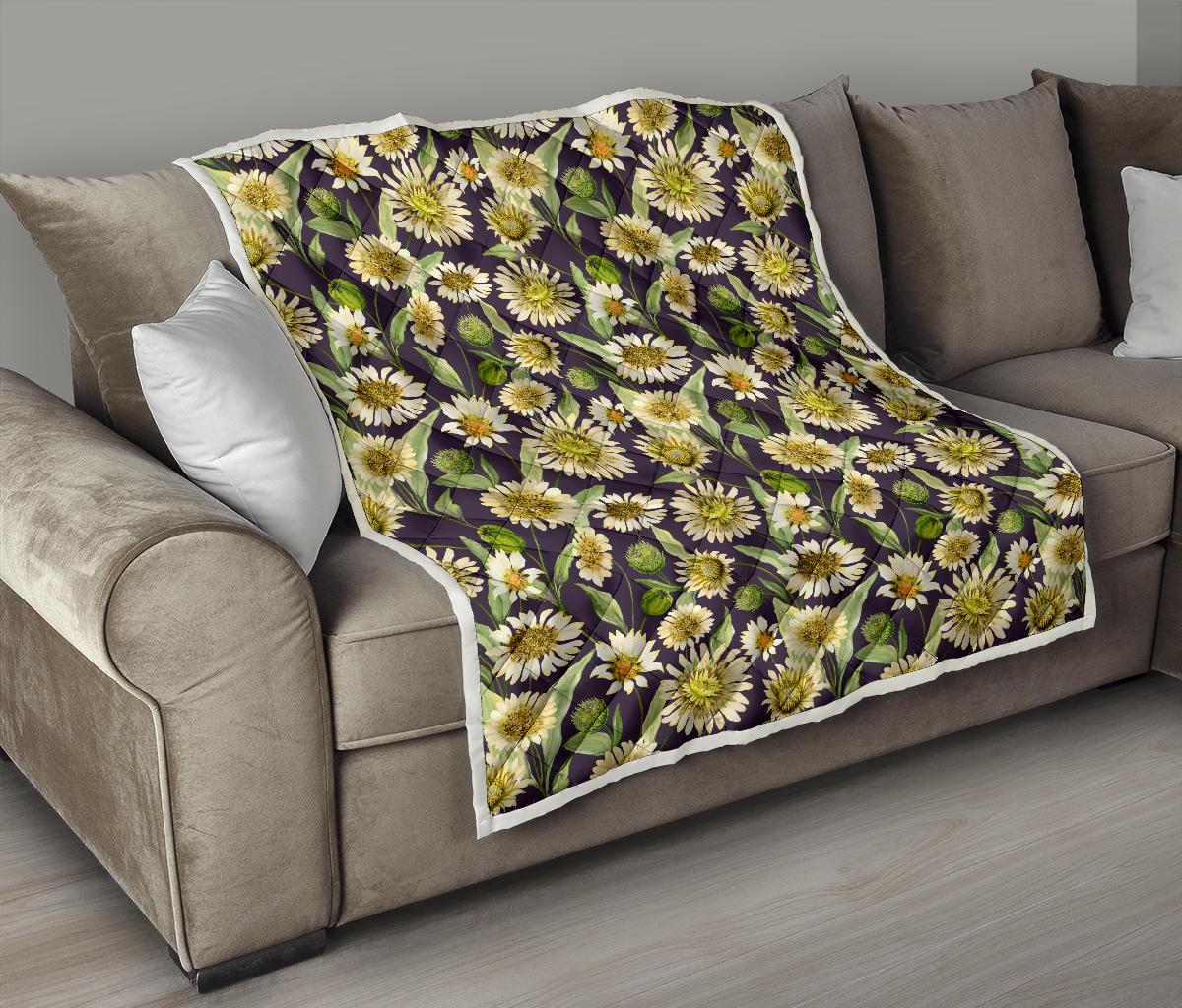 Daisy Vintage Print Pattern Premium Quilt-JTAMIGO.COM