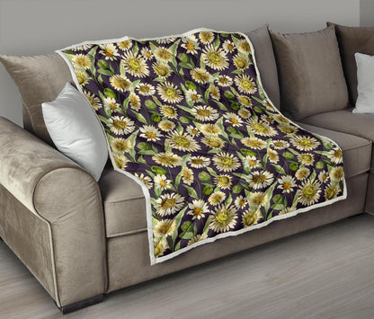 Daisy Vintage Print Pattern Premium Quilt-JTAMIGO.COM
