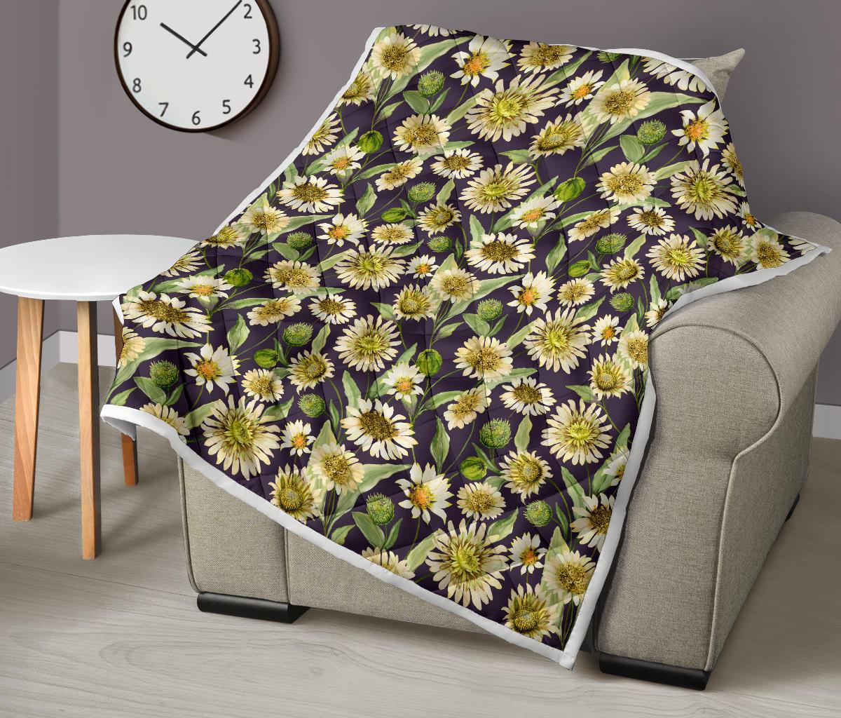 Daisy Vintage Print Pattern Premium Quilt-JTAMIGO.COM