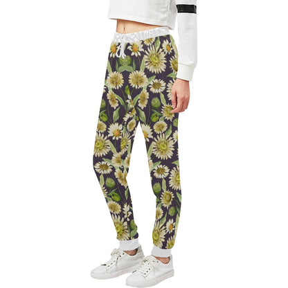 Daisy Vintage Print Pattern Unisex Casual Sweatpants (Model L11)-JTAMIGO.COM