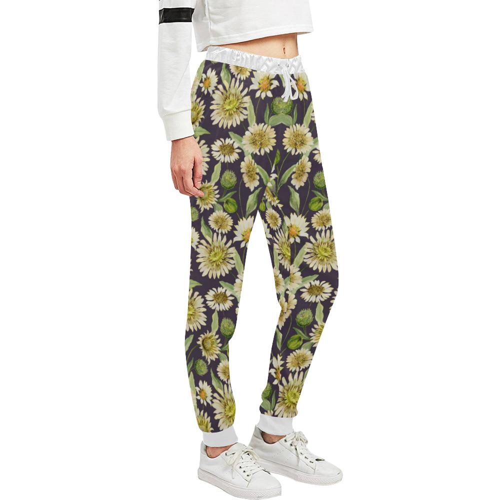 Daisy Vintage Print Pattern Unisex Casual Sweatpants (Model L11)-JTAMIGO.COM