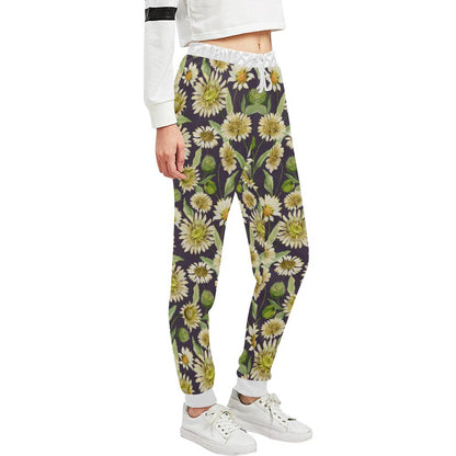 Daisy Vintage Print Pattern Unisex Casual Sweatpants (Model L11)-JTAMIGO.COM