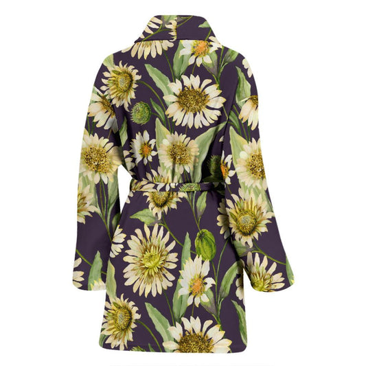 Daisy Vintage Print Pattern Women Bath Robe-JTAMIGO.COM