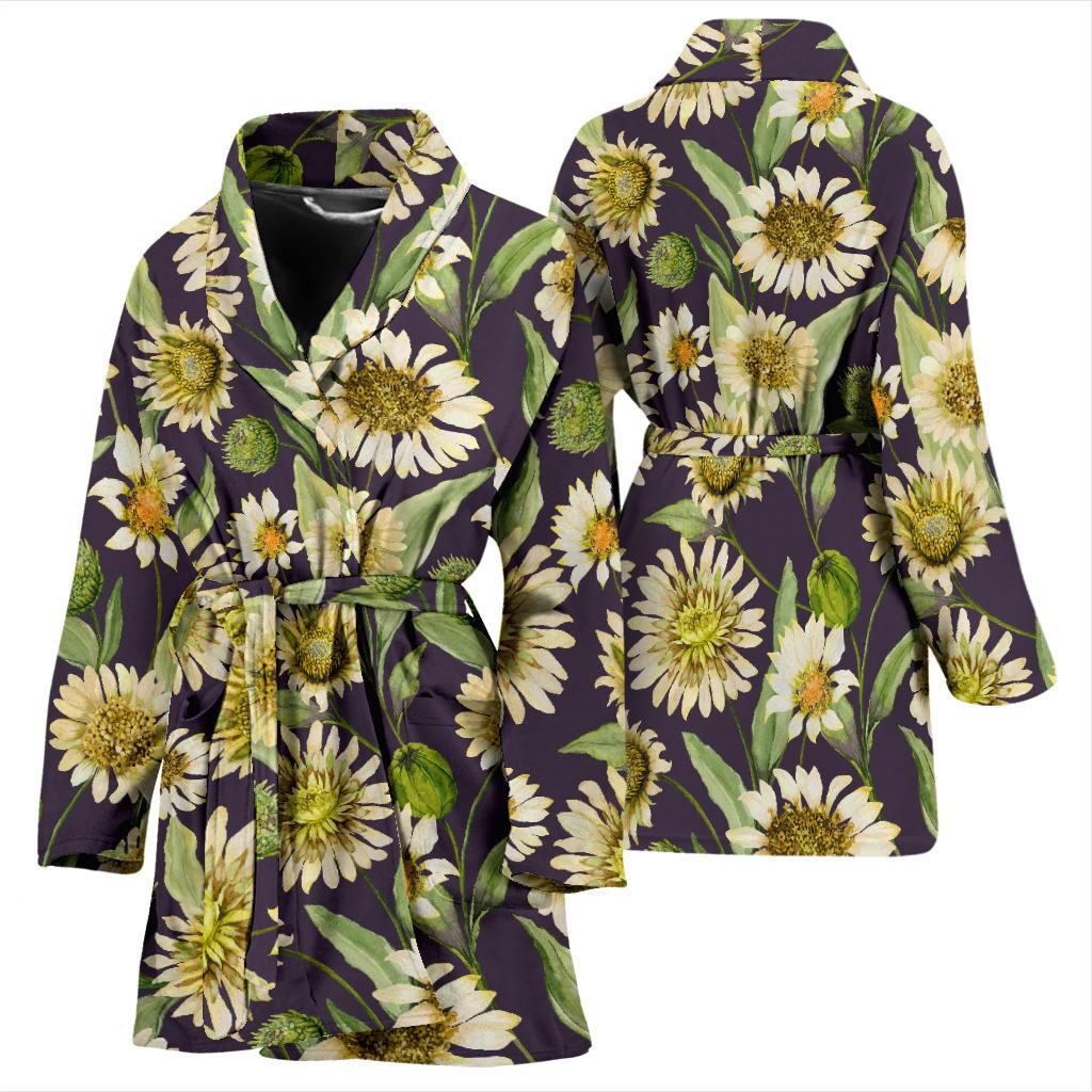Daisy Vintage Print Pattern Women Bath Robe-JTAMIGO.COM
