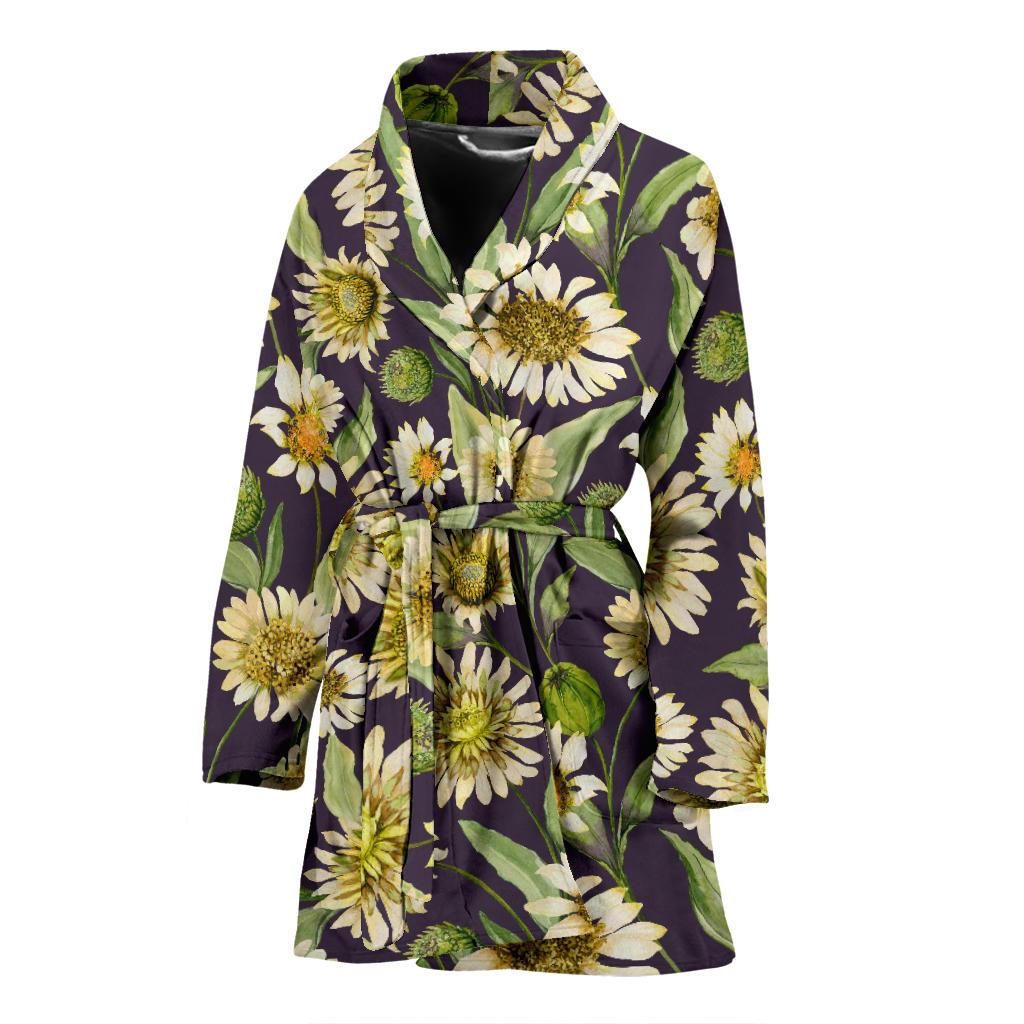 Daisy Vintage Print Pattern Women Bath Robe-JTAMIGO.COM