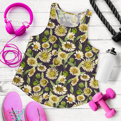Daisy Vintage Print Pattern Women Racerback Tank Top
