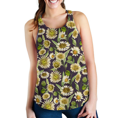 Daisy Vintage Print Pattern Women Racerback Tank Top