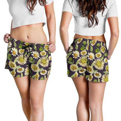 Daisy Vintage Print Pattern Women Shorts-JTAMIGO.COM