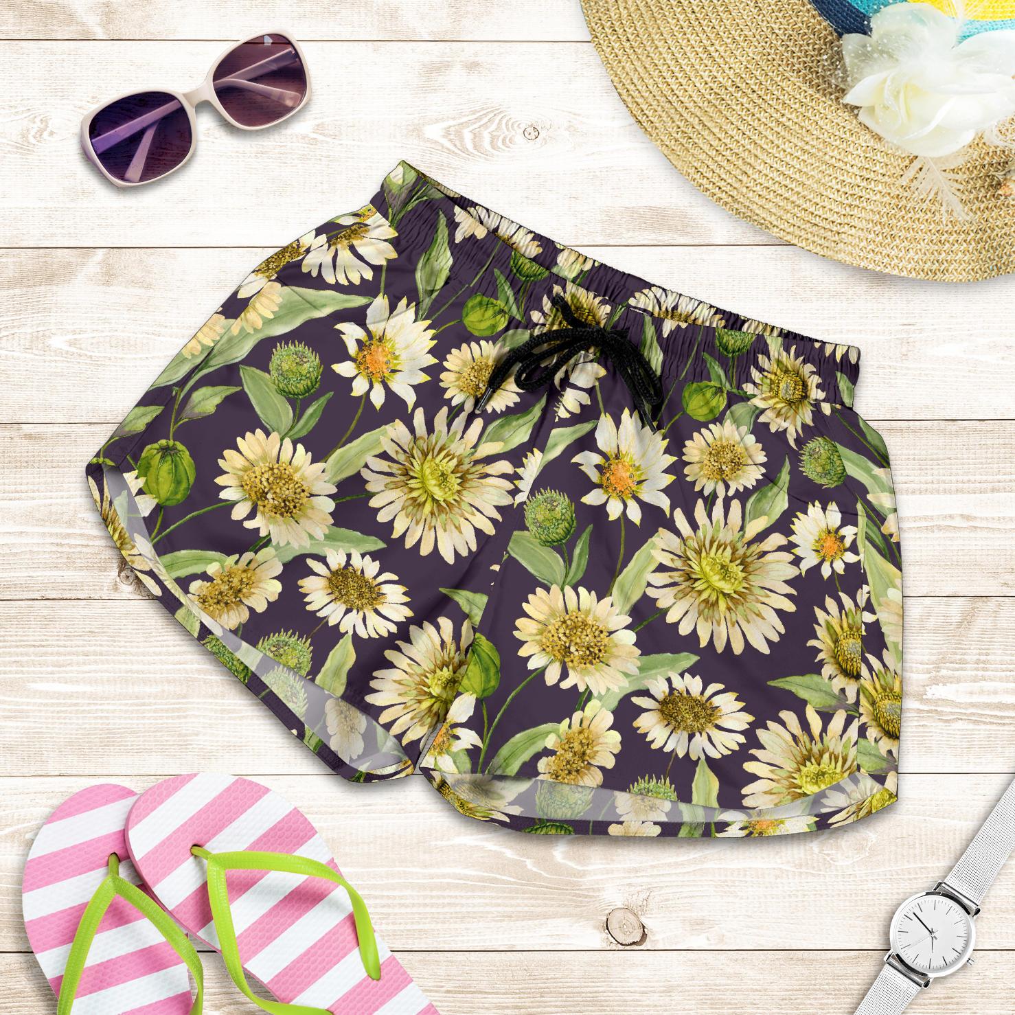 Daisy Vintage Print Pattern Women Shorts-JTAMIGO.COM