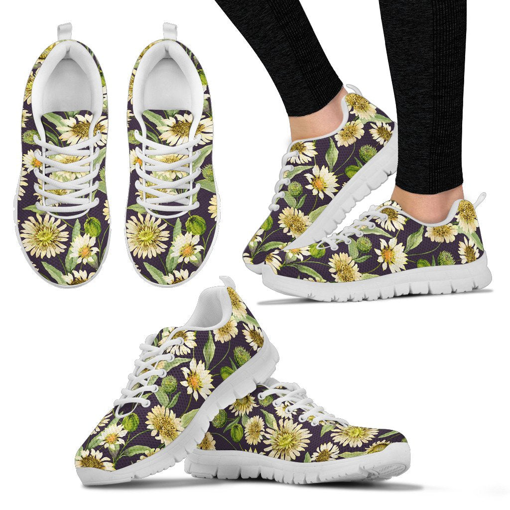 Daisy Vintage Print Pattern Women Sneakers Shoes